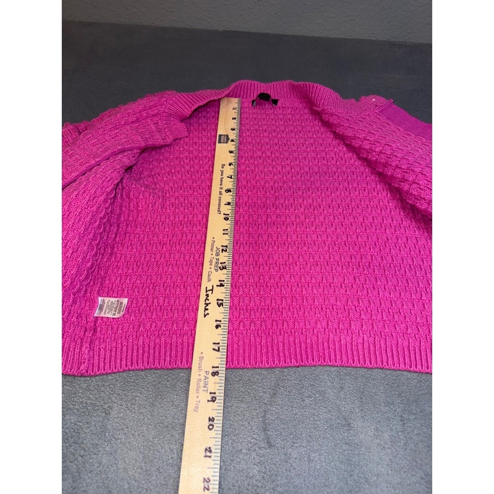 Ann Taylor Hot Pink waffle Knit Cardigan  button front  Grandmacore Cottage L - Picture 5 of 13
